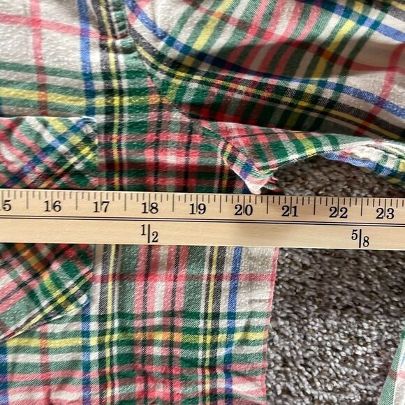 J Crew Shirt Womens 8 Red Green Plaid Button Up Flannel Always Cotton Preppy - Picture 7 of 11